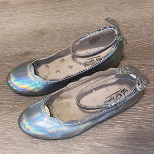 Self Esteem Girls' Silver Butterfly Ballet Flats